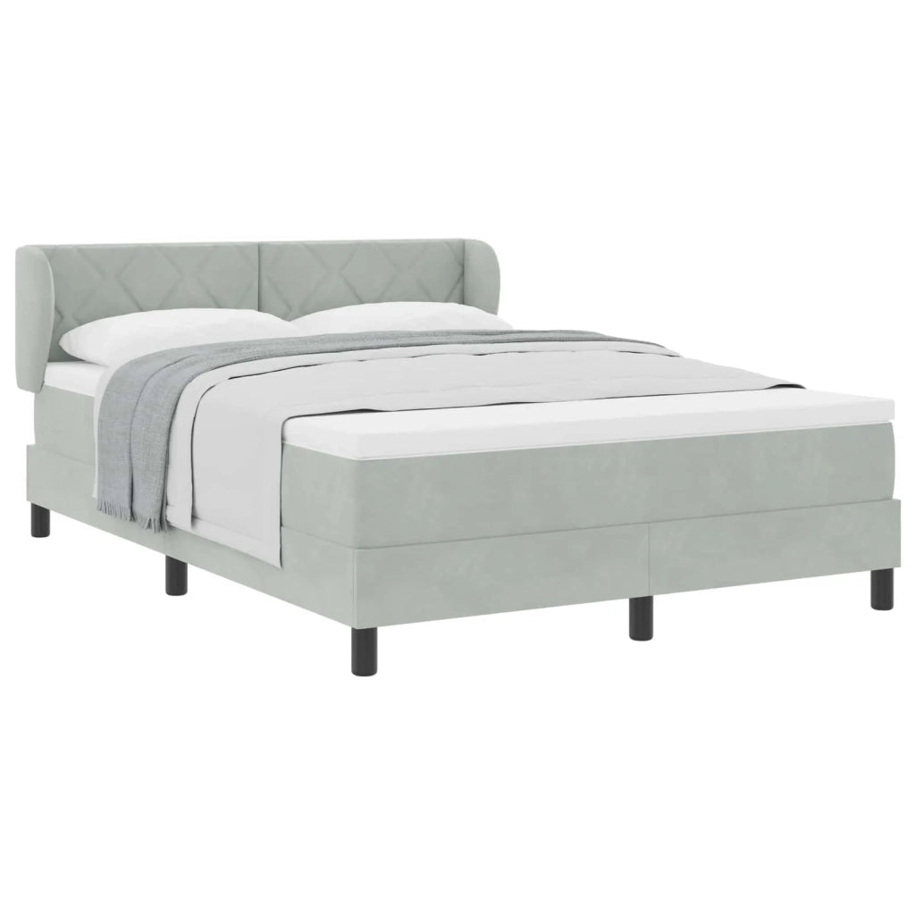 Letto a molle con materasso Grigio chiaro 160 x 200 cm Velluto 3340448