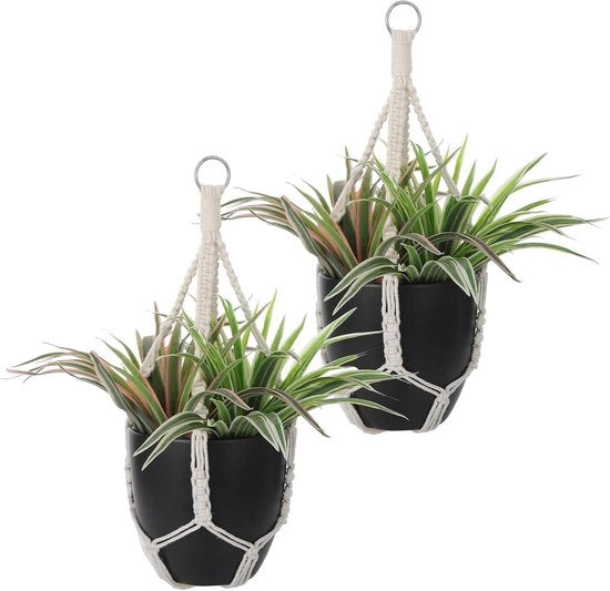 Pendenti di fiori 50 cm corda di cotone per appendere vaso di piante decorazione boho lampada da soffitto beige per interni lampada da giardino per soggiorno