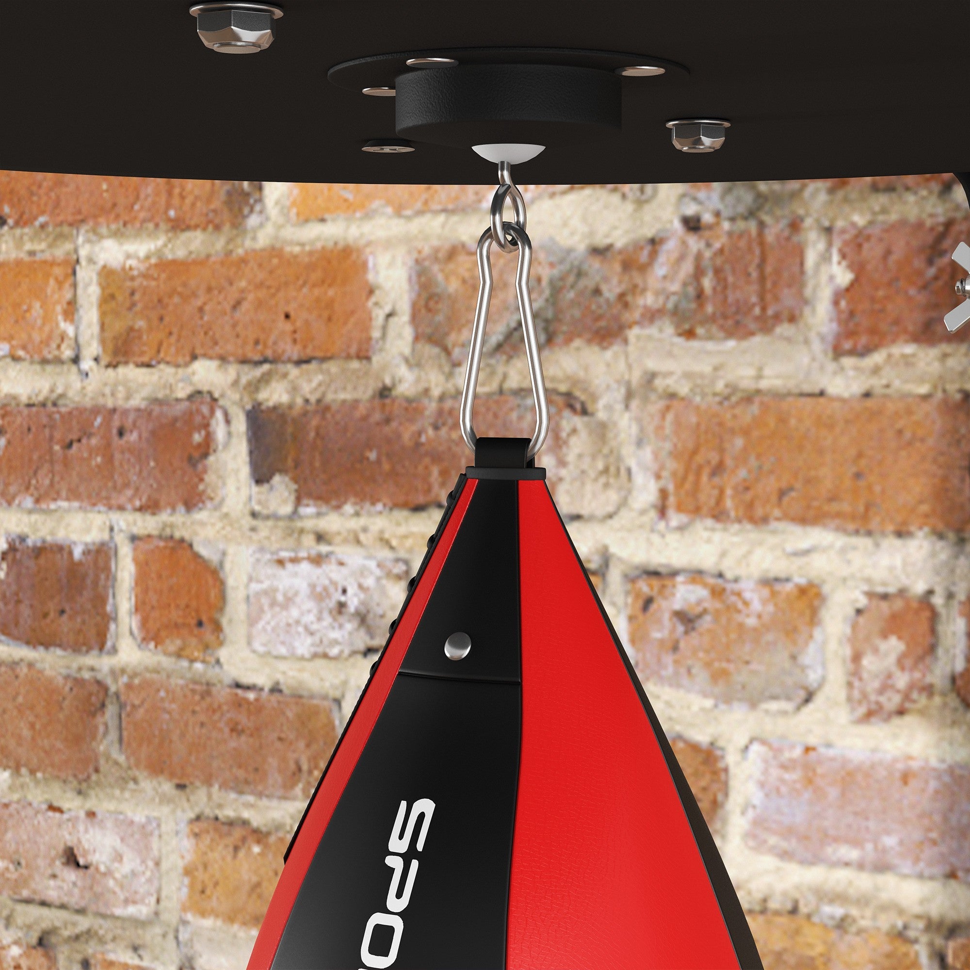 Punching Ball a Muro con Speed Bag Girevole a 360° e Regolabile su 7 Altezze Nero e Rosso