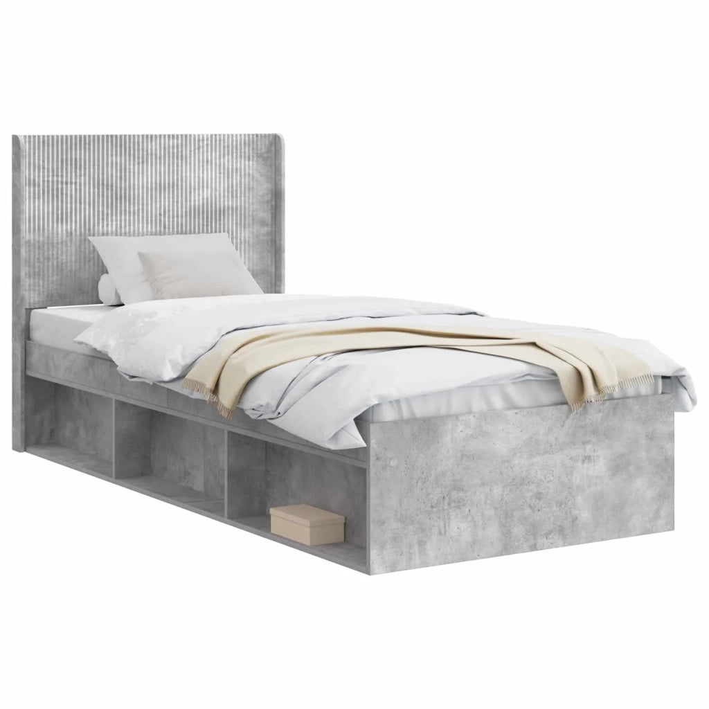Struttura del letto con stoccaggio e testata-Giroletto con contenitore Grigio Cemento 963556