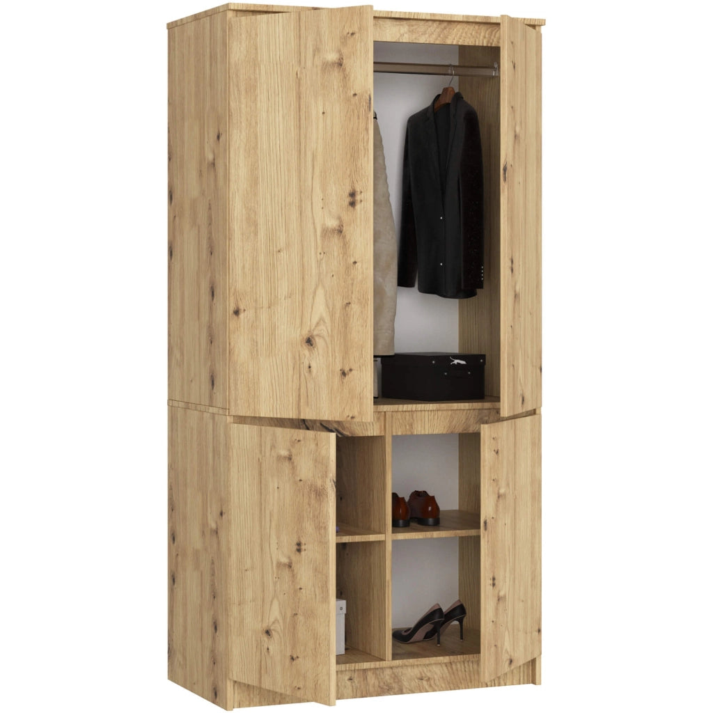 Armadio AKORD S90 4 ante Quercia Artisan 90x51x180 cm