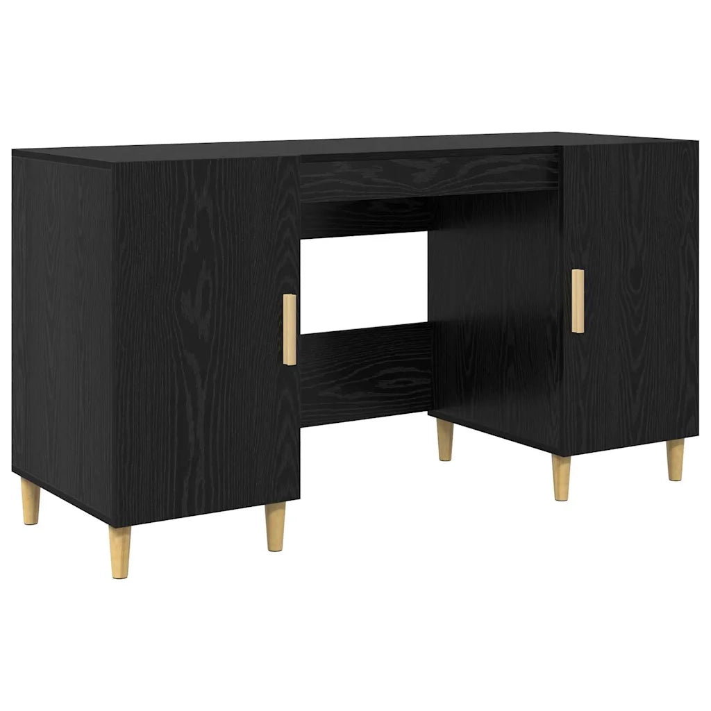 Scrivania Rovere Nero 140 x 50 x 75 cm Legno multistrato