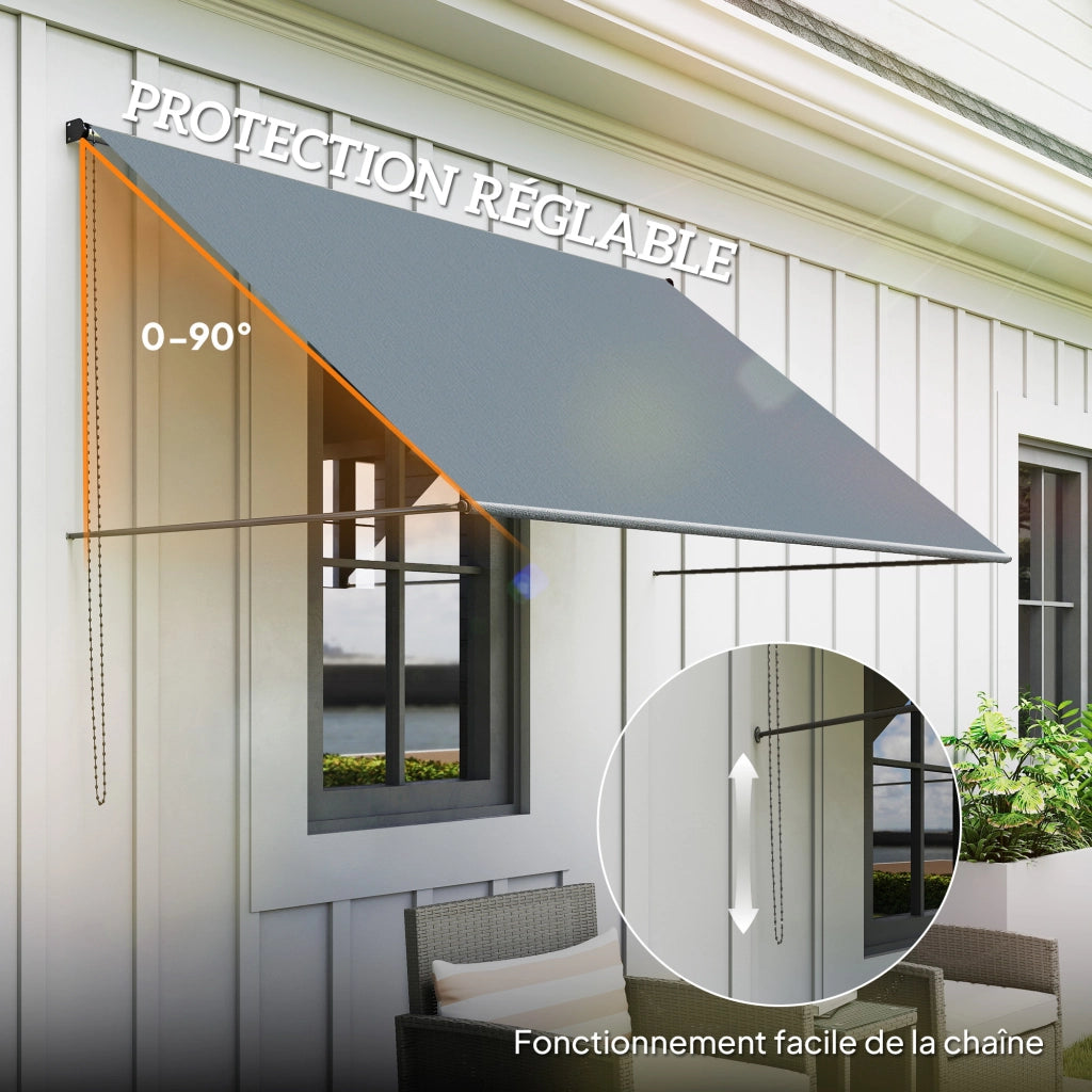Tenda da sole retrattile a braccio ¨C Zephmum ¨C Grigio scuro in alluminio e poliestere 195x120 cm