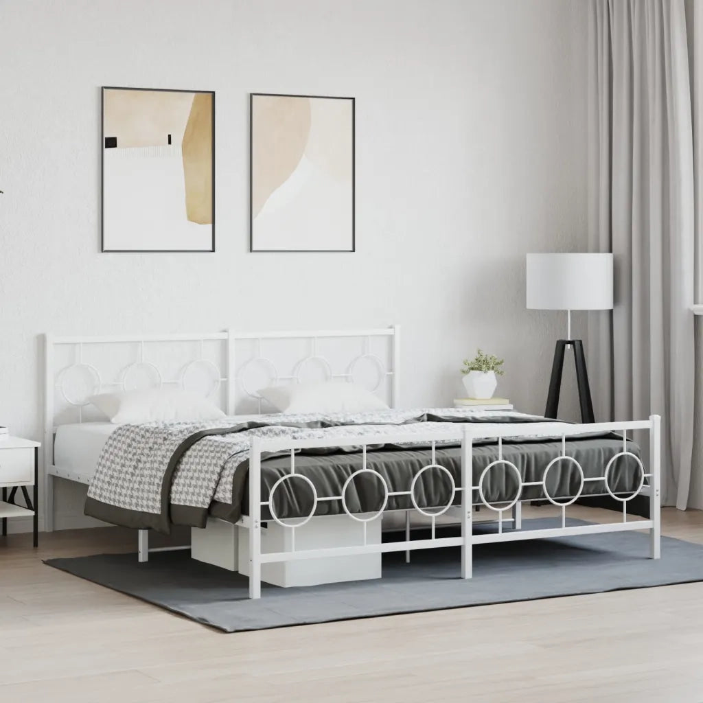 Giroletto con Testiera e Pediera-Struttura Letto Metallo Bianco 183x213 cm 912186