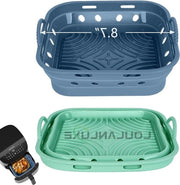 Bacchi in silicone per air fryer - 22 cm quadrati - pieghevoli - accessori per air fryer - 58-8 L - resistente al calore - circolazione dell'aria - qualità alimentare - 2 pezzi. Bacchi in silicone per air fryer