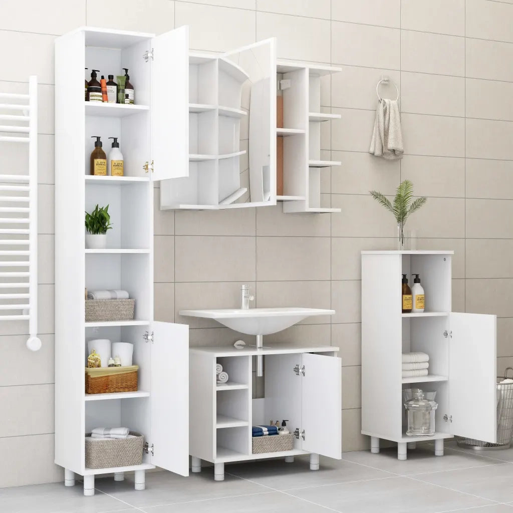 Armadio da Bagno | Mobile da Bagno Bianco 80x20,5x64 cm in Legno Multistrato
