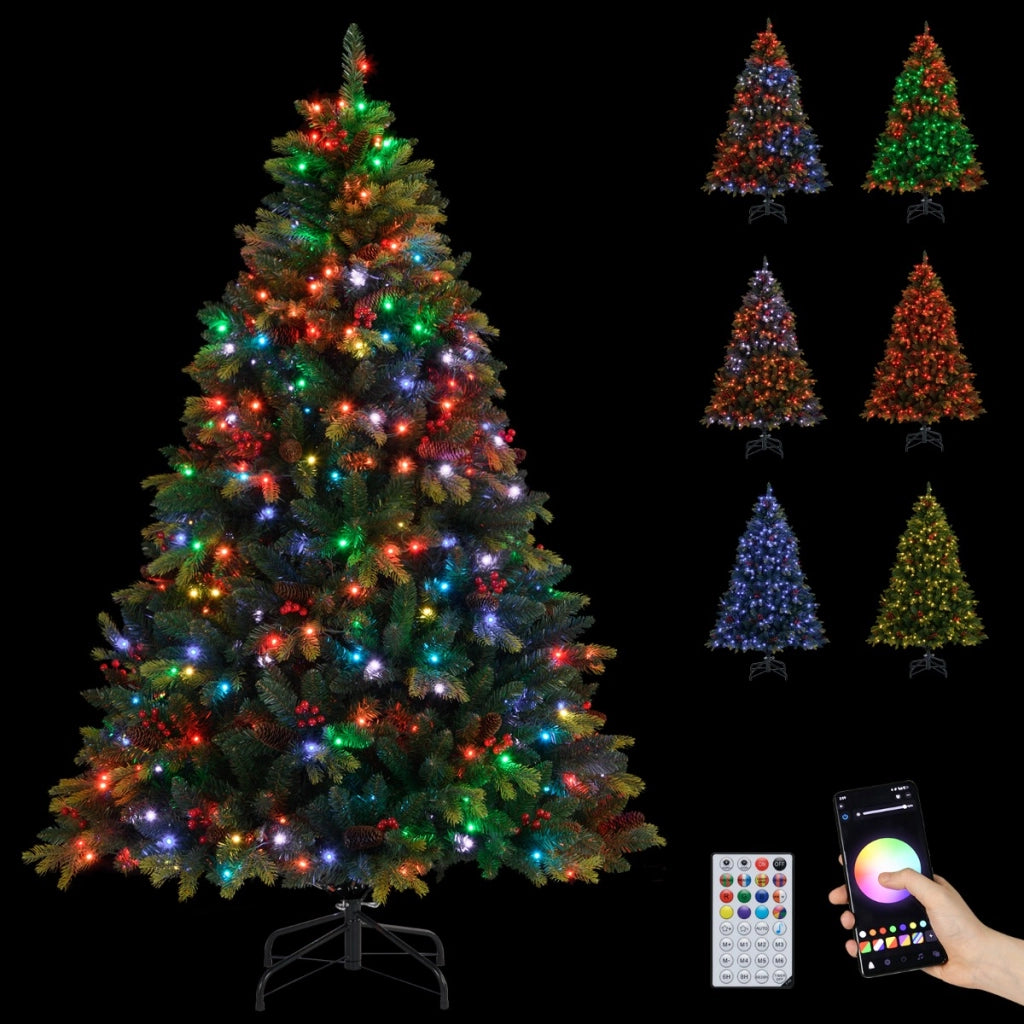Albero di 180cm natale artificiale con controllo remoto multicolori controllabili tramite app, Albero per casa e ufficio Verde-Alberi di Natale