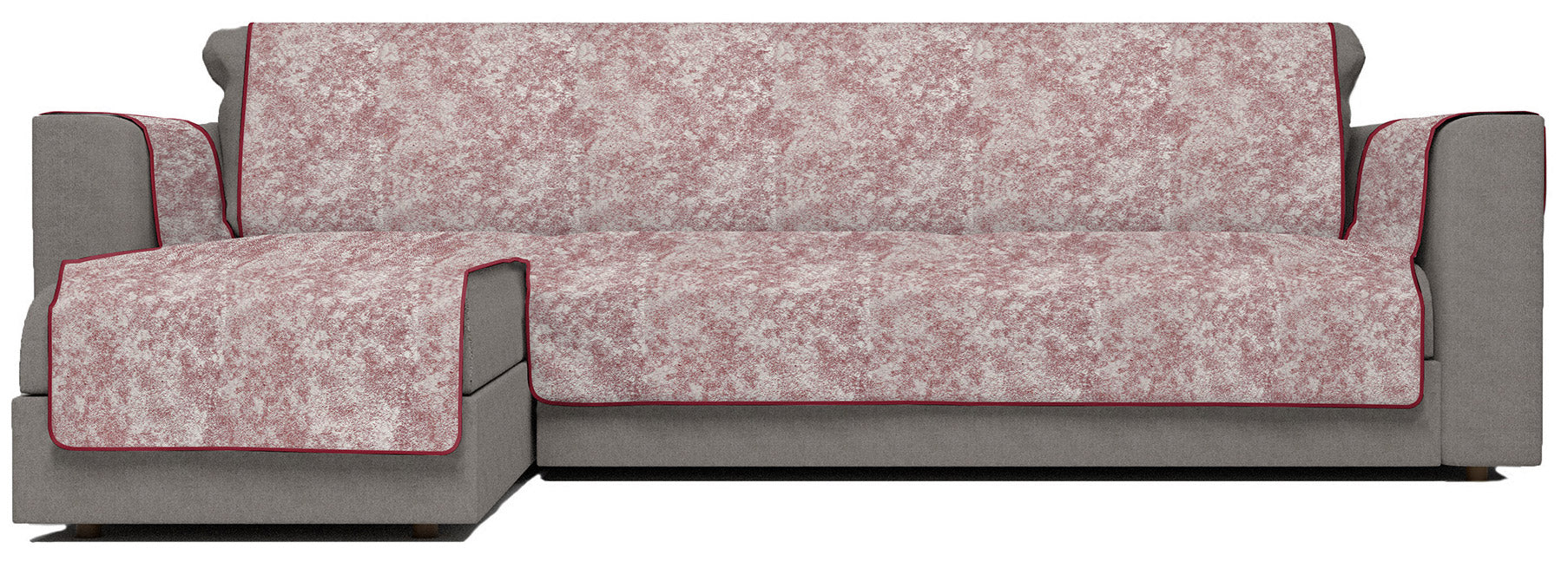 Copridivano con Penisola Sinistra Seduta 190 cm in Poliestere e Cotone Bordeaux