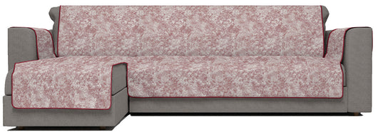 Copridivano con Penisola Sinistra Seduta 190 cm in Poliestere e Cotone Bordeaux