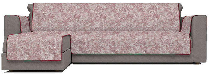 Copridivano con Penisola Sinistra Seduta 240 cm in Poliestere e Cotone Bordeaux