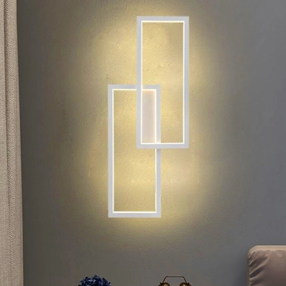Applique Lampada da parete per interni luce muro a LED 32W moderna con doppio rettangolo luminoso Luce calda 3000K