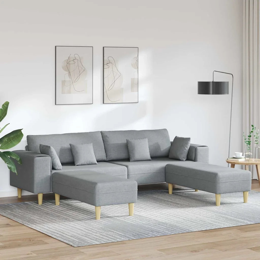 Divano in tessuto con cuscino 3 pcs Grigio chiaro 208 cm Tessuto