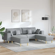 Divano in tessuto con cuscino 3 pcs Grigio chiaro 208 cm Tessuto