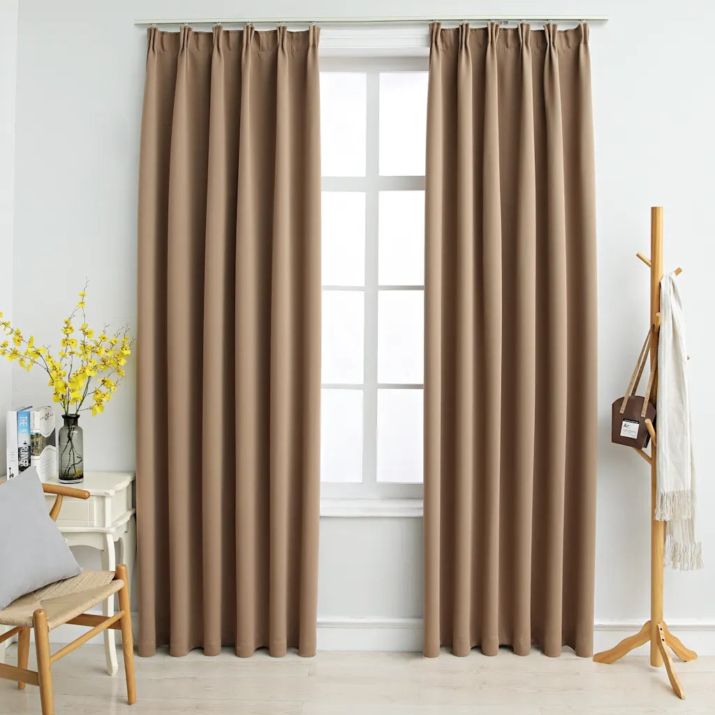 Tende Oscuranti | Tende Blackout con Ganci 2 pz Grigio Talpa 140x225 cm