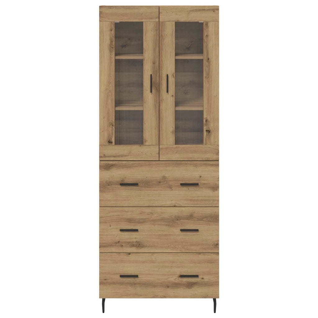 Credenza 2 pz-Set di 2 Buffet-Armadio da cucina Rovere artigianale Legno Stratificato e Vetro 763634