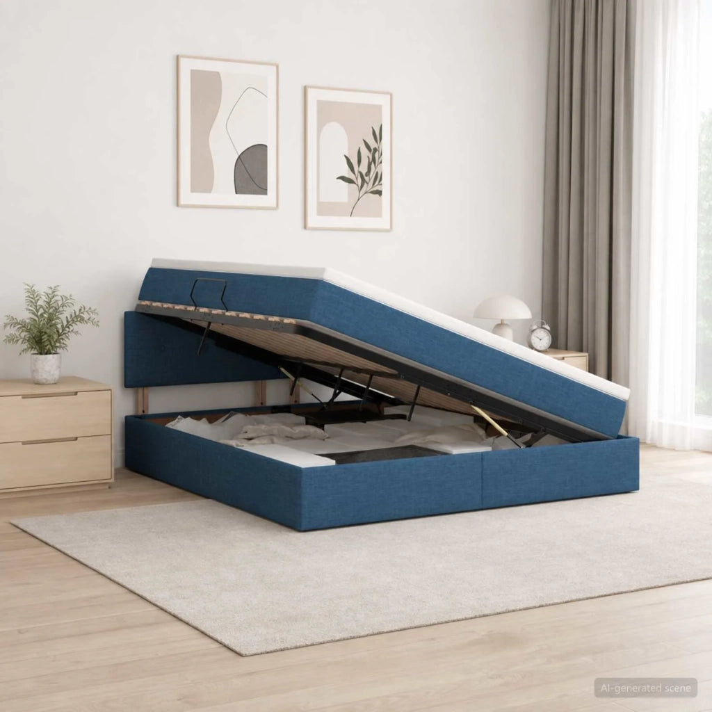 Letto con contenitore e materasso Blu 180 x 200 cm Velluto 3458642