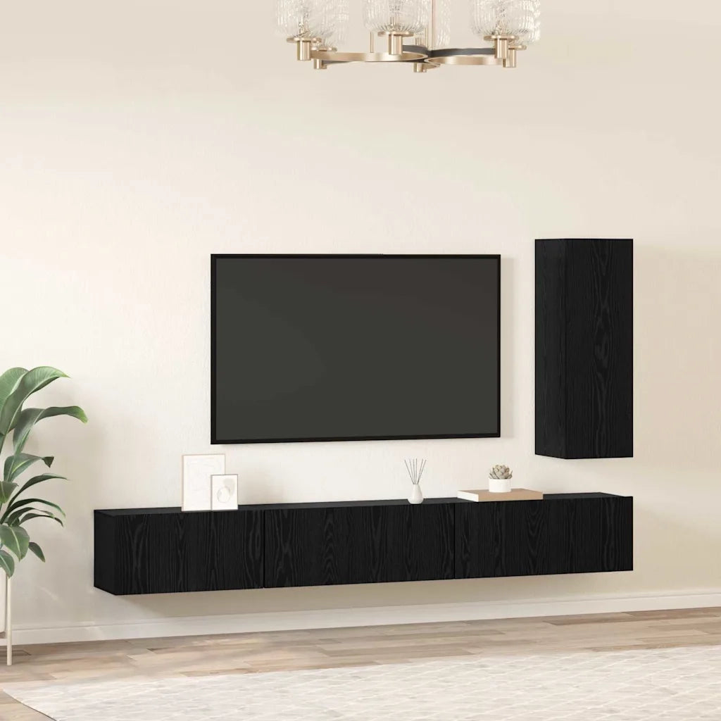 vidaXL Set mobile TV 4 pcs Rovere nero 30.5 x 30 x 90 cm