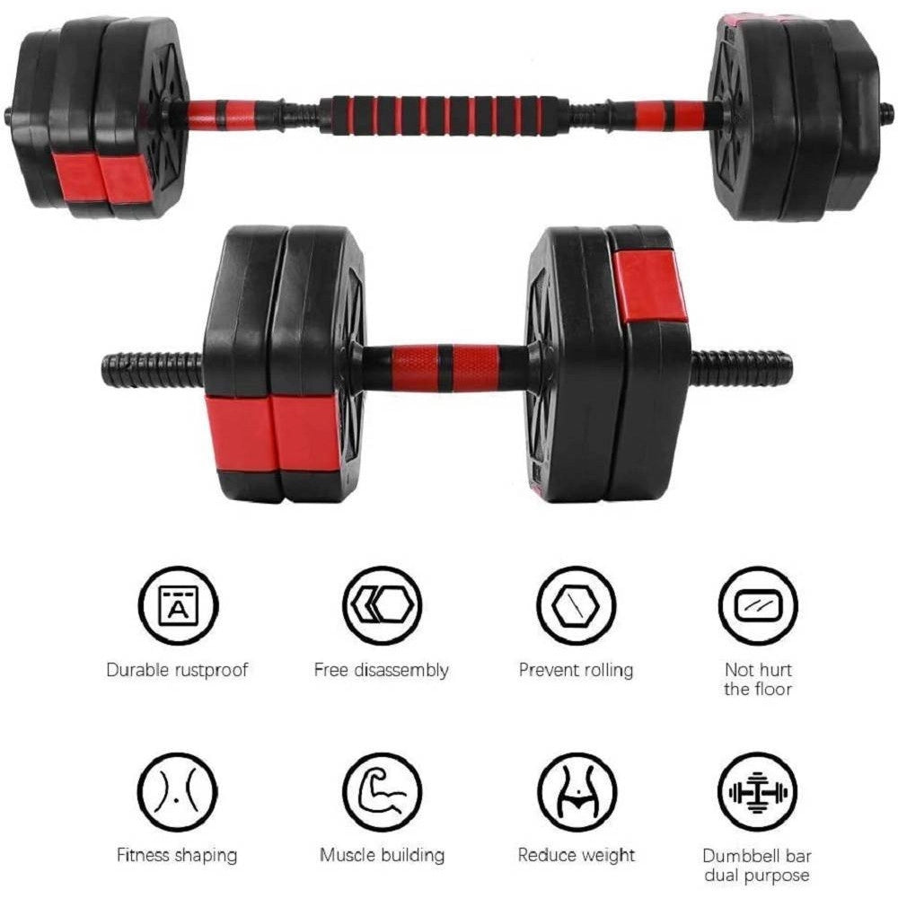 Trade Shop - Set Manubri Bilanciere Con Biella Regolabili 20kg Allenamento Corpo Palestra Casa -