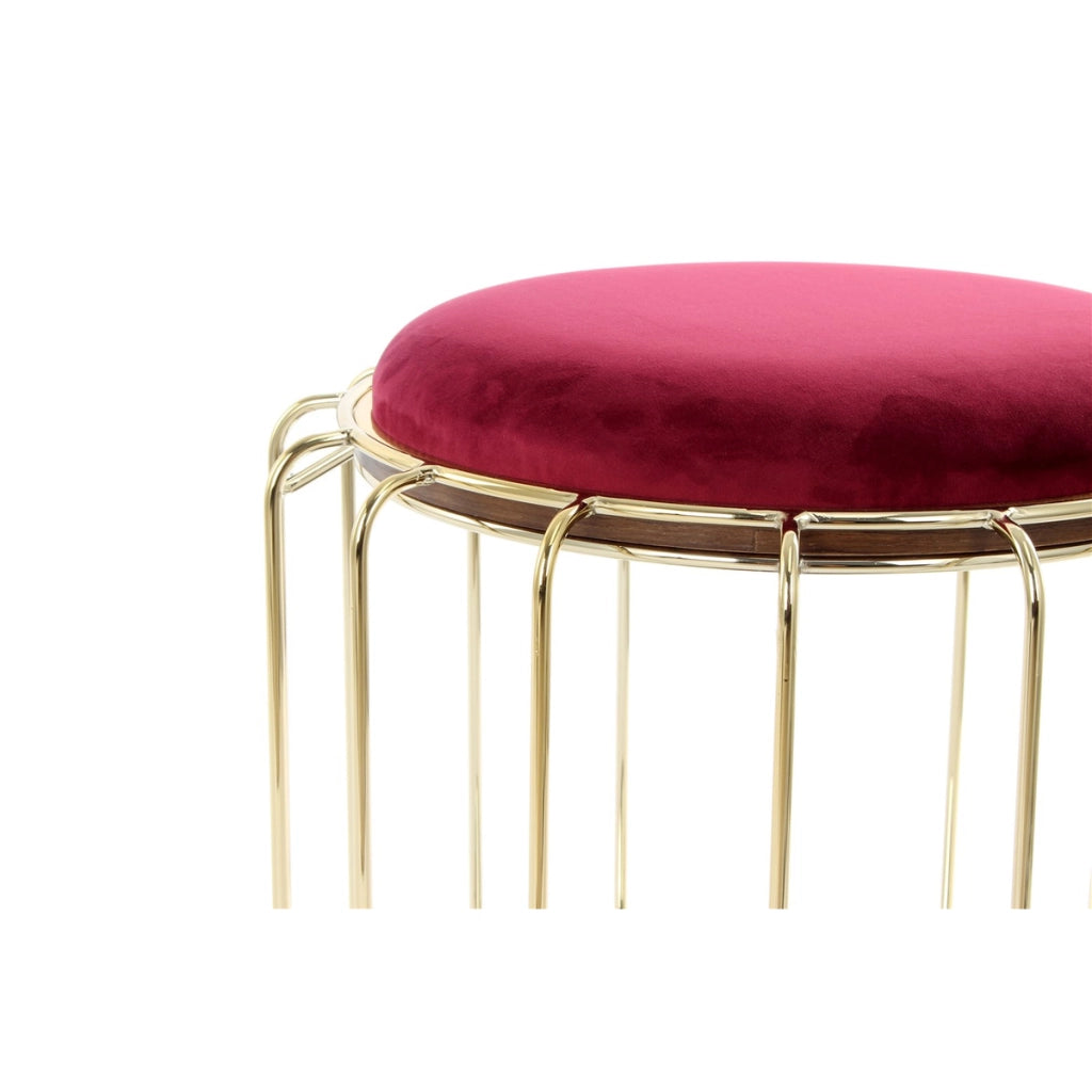 Tavolino e Pouf 2-in-1 Comfortable Rosso e Oro