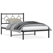 Letto singolo | Letto per adulti | Giroletto con Testiera in Metallo Nero 107x203 cm