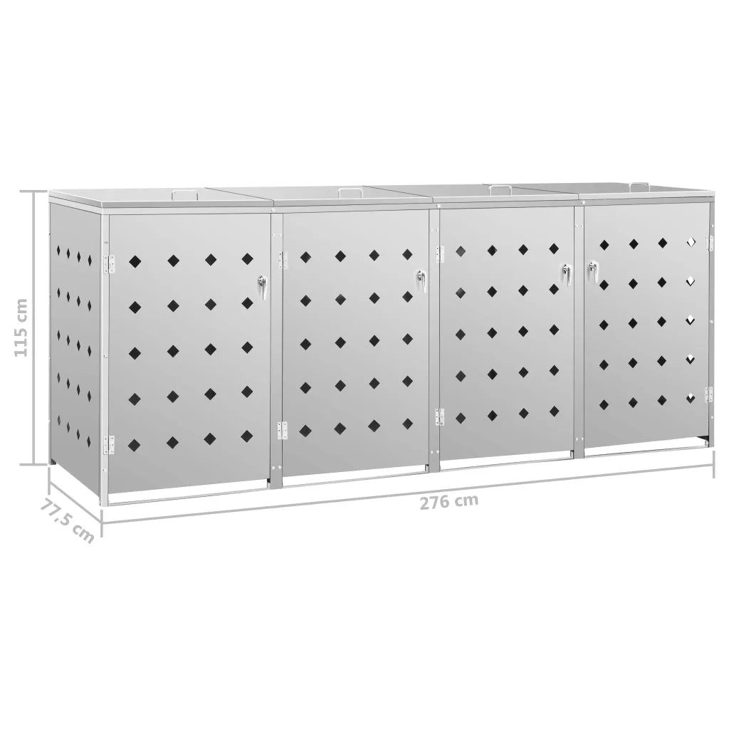 Copribidone per Spazzatura Quadruplo 240 L in Acciaio Inox 145382