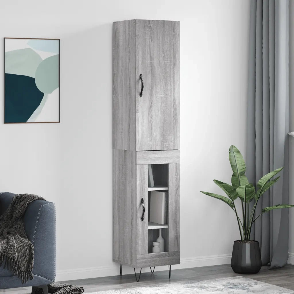 Credenza-Buffet-Armadio da cucina Grigio Sonoma 34,5x34x180 cm in Legno Multistrato 322526