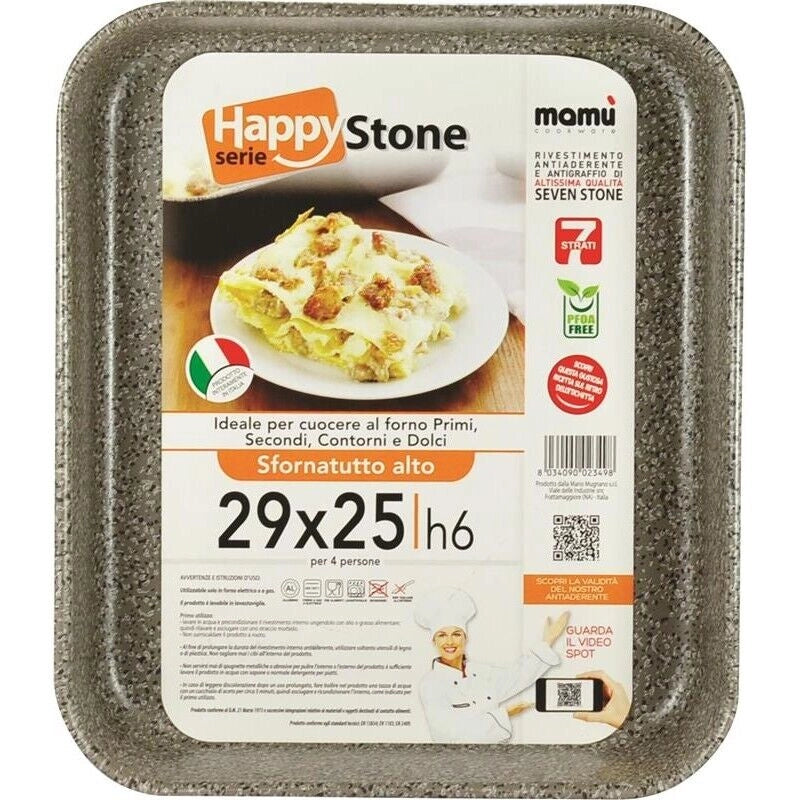 TEGLIA HAPPY STONE SFORNATUTTO 29X25X6 CM ADATTA A CONTENERE OGNI CIBO OKX