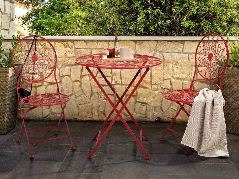 Tavolo da giardino Bistro Rosso Ferro pieghevole all'aperto Resistenza alla ruggine UV Stile retrò francese