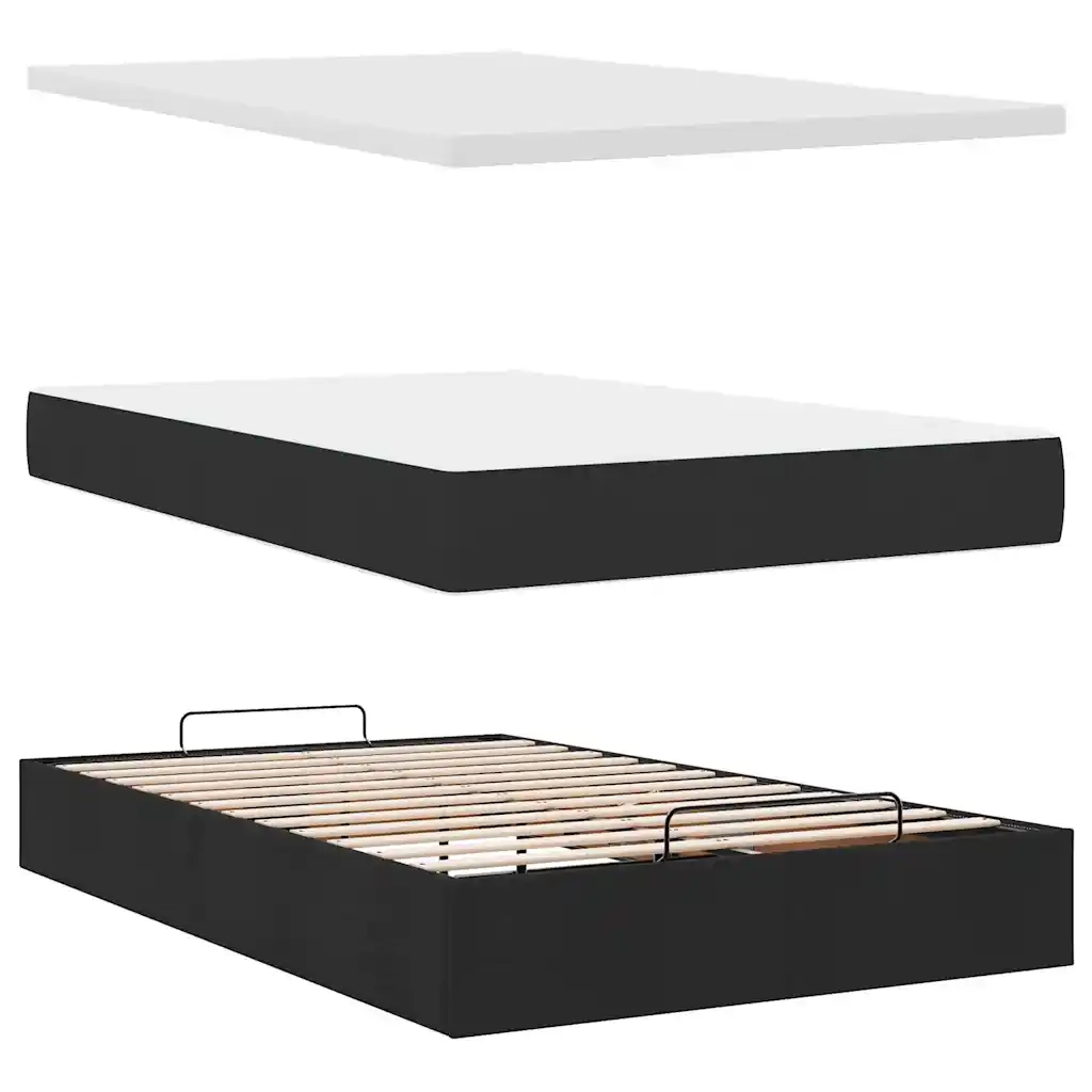 Pouf Letto con Materasso Nero 120x200 cm in Tessuto 3311534