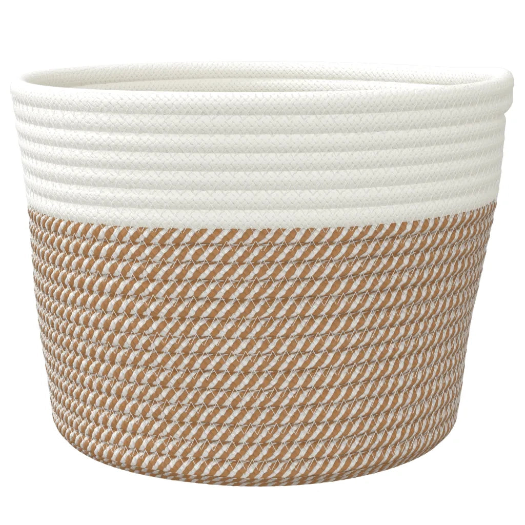 Cestini Portaoggetti 2 pz Marrone e Bianco ?24x18 cm in Cotone CFW2482660