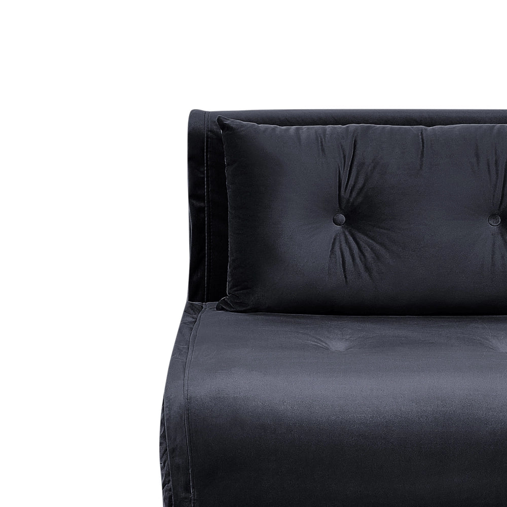 Divano Letto a 2 posti in velluto nero con gambe in metallo senza braccioli 2 cuscini gambe metallo glamour