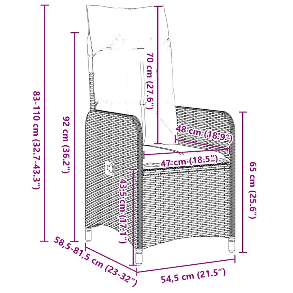 Set da Pranzo per Giardino con cuscino 5 pcs Beige polyrattan 3379655