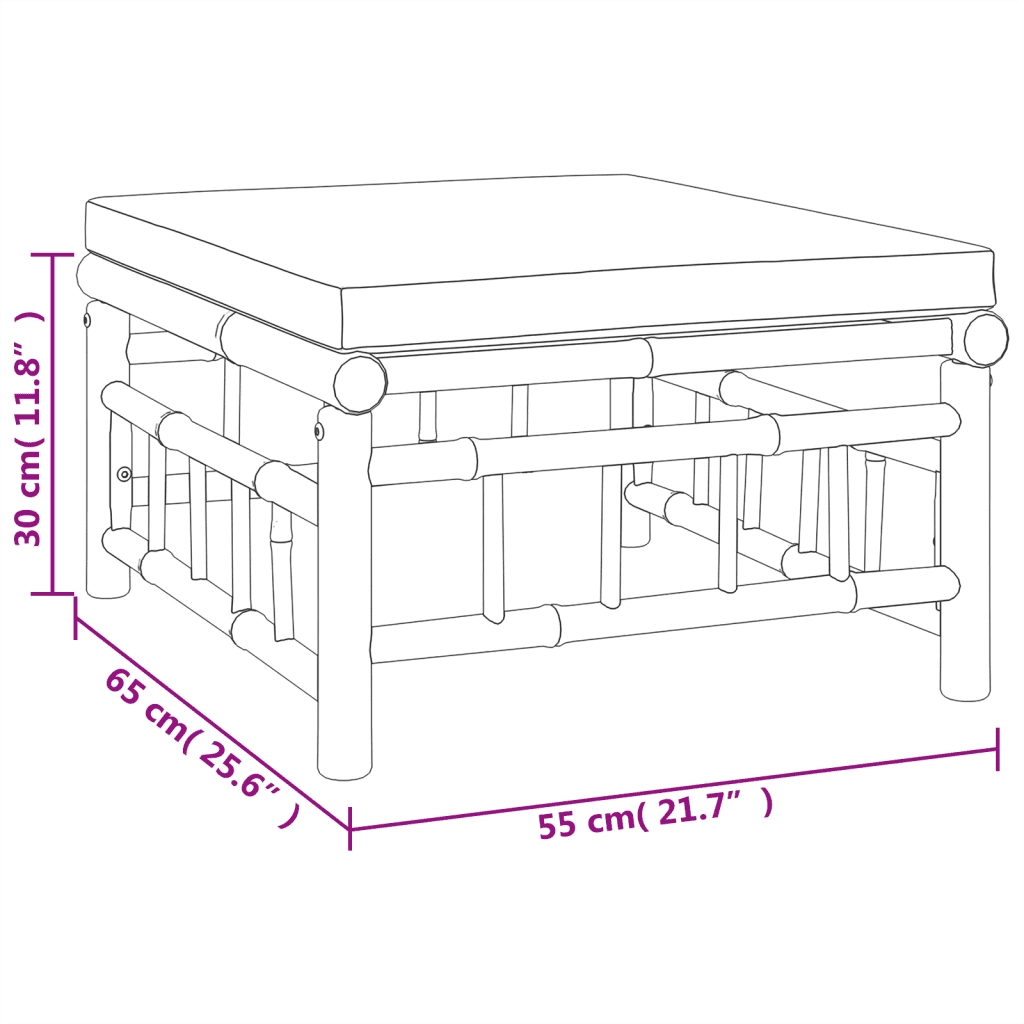 Set Salotto da Giardino 6pz con Cuscini Grigio Scuro Bambù 3155231