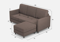 Divano 3 Posti con Pouf 198x155x85 cm Karay in Tessuto Talpa