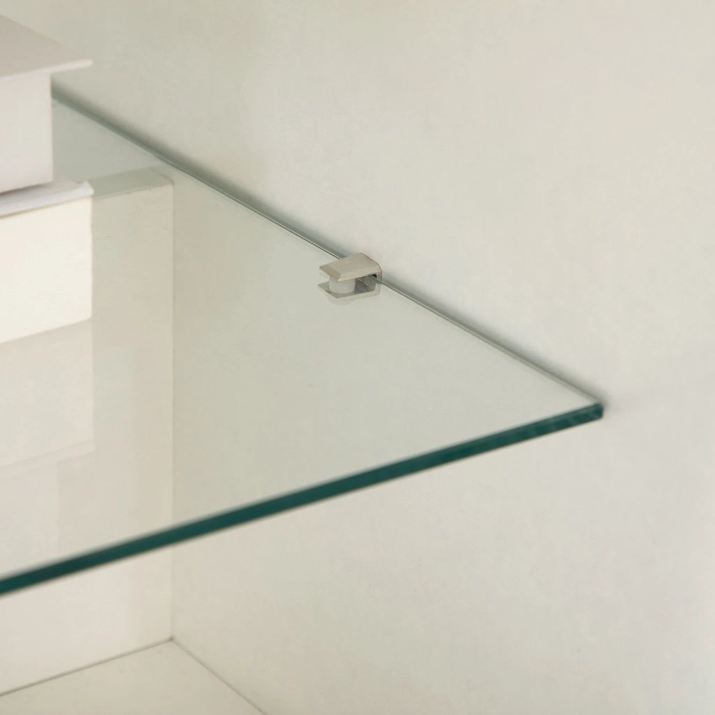 Tavolino da caff¨¨ rettangolare con 2 cassetti e scaffale ¨C zephmum ¨C bianco effetto quercia chiaro vetro temperato
