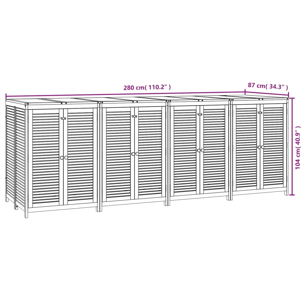 Contenitore da Giardino 280x87x104 cm Legno Massello di Acacia 3155244