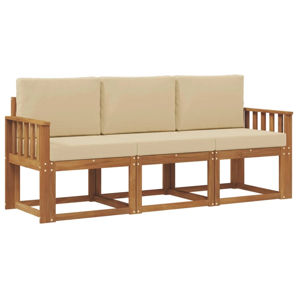 Set di divani da esterno con cuscino 3 pcs Naturale e Beige 3365936