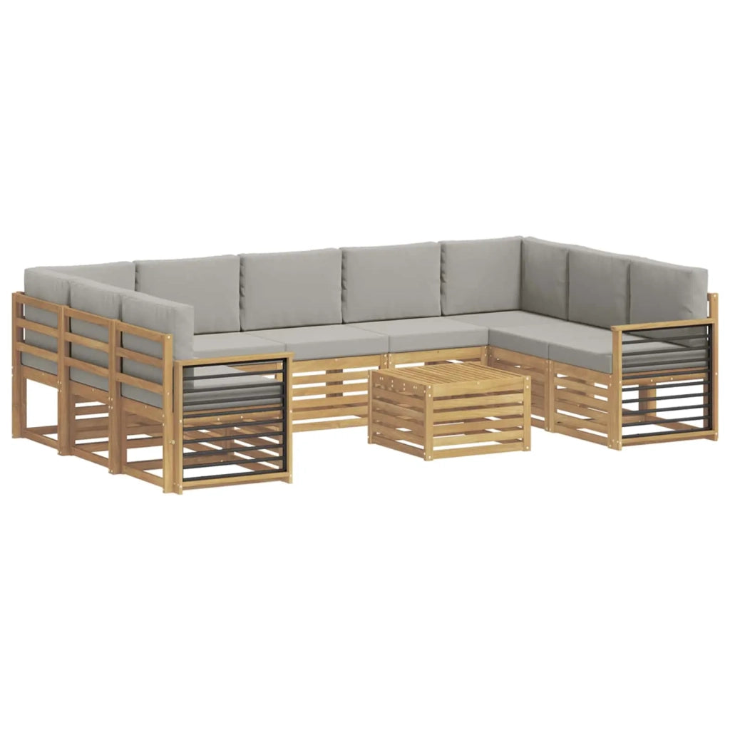 Set divani 10 pcs Bianco e Grigio Chiaro 59 x 59 x 37 cm