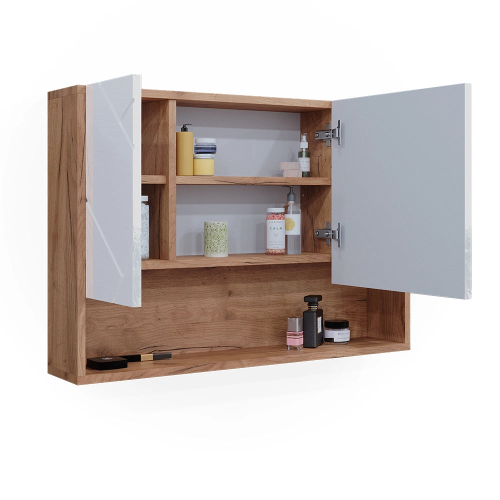 Vicco Specchio contenitore bagno Bianco lucido/oro power oak 17 x 55 cm