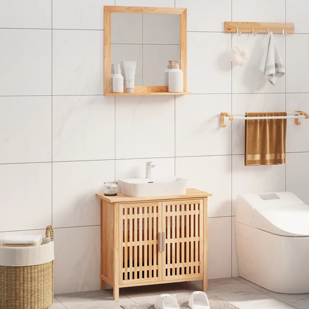 Set Mobili da Bagno | Armadio da bagno 2 pz in Legno Massello di Noce