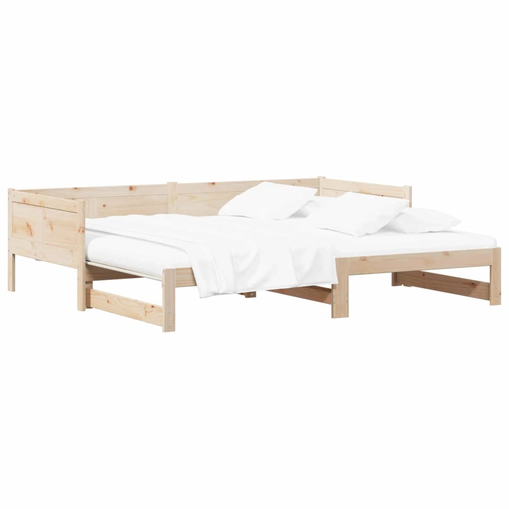 Letto Giorno Estraibile Naturale 180 x 200 cm Pino massello