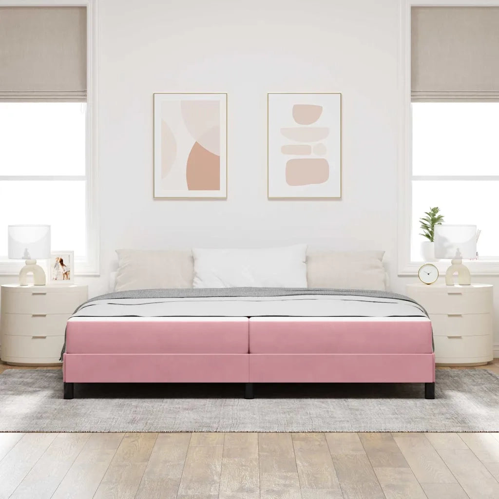 vidaXL Letto box spring con materasso Rosa 200 x 200 cm Velluto