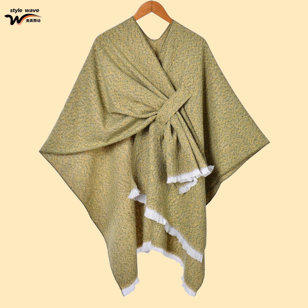 Sciarpa da donna, elegante mantello con cintura diagonale monocromatica