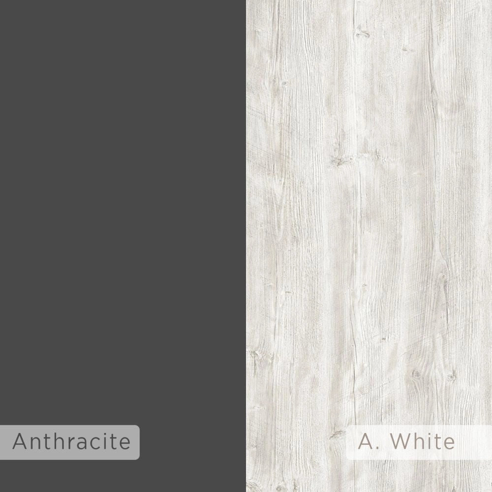 Mobile TV 2 Ante 2 Mensole 56,5x125,5x33 cm in MDF Klappe Antracite e Bianco