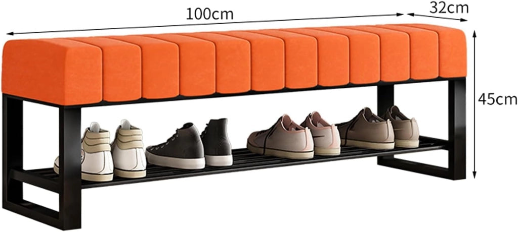 scarpiera Panca scarpiera a 2 livelli in metallo nero con portaoggetti, panca per scarpe da ingresso imbottita in bouclé per camera da letto ai piedi del letto, armadio, corridoio, soggiorno - Gr