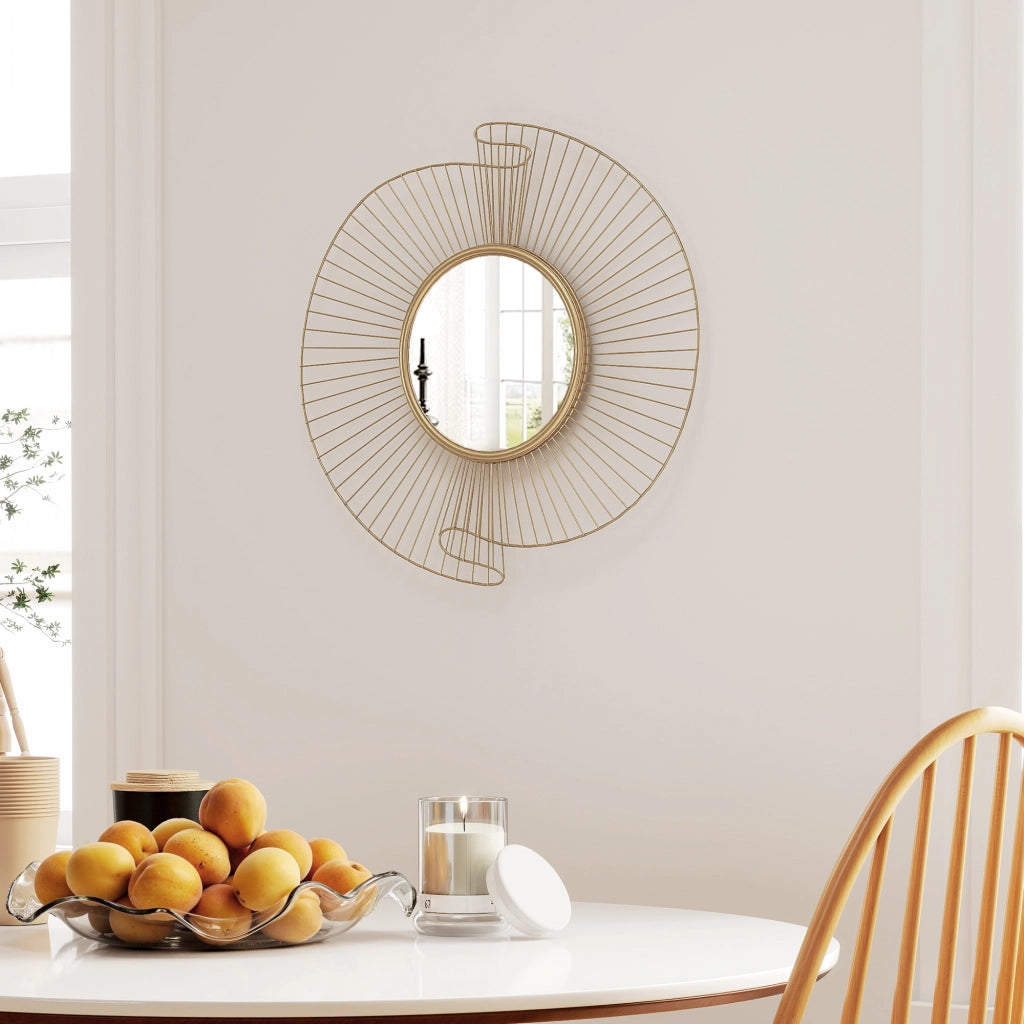Specchio rotondo decorativo ¨C Zephmum ¨C Dorato metallo 60 cm
