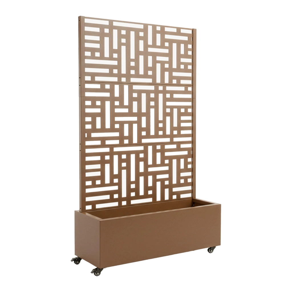 Fioriera con Spalliera Bernalda a 4 Rotelle 186 x 120 x 40 cm - Acciaio Marrone casa.pro