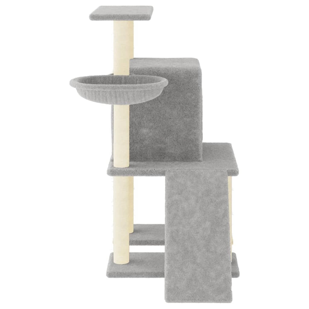 Tiragraffi per gatti torre per arrampicata giocattolo piattaforma per arrampicata con tiragraffi in sisal leggero 96,5 cm grigio 02_0022632