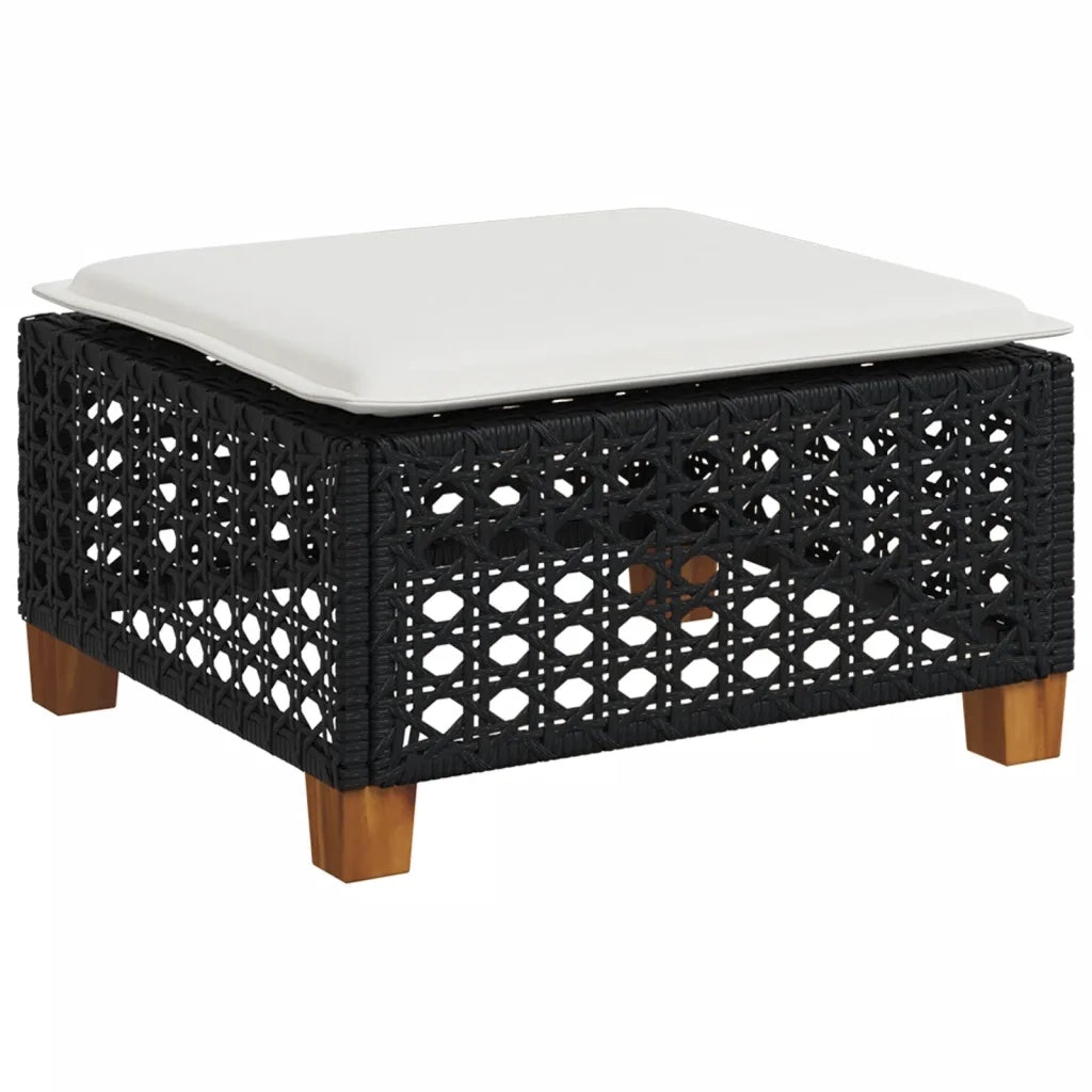 Set Divani da Giardino 9 pz con Cuscini Nero in Polyrattan