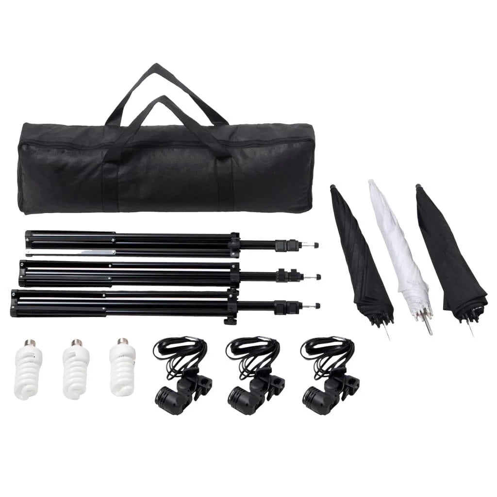 Kit di illuminazione professionale da studio con treppiedi e ombrelli 24 watt 02_0001411